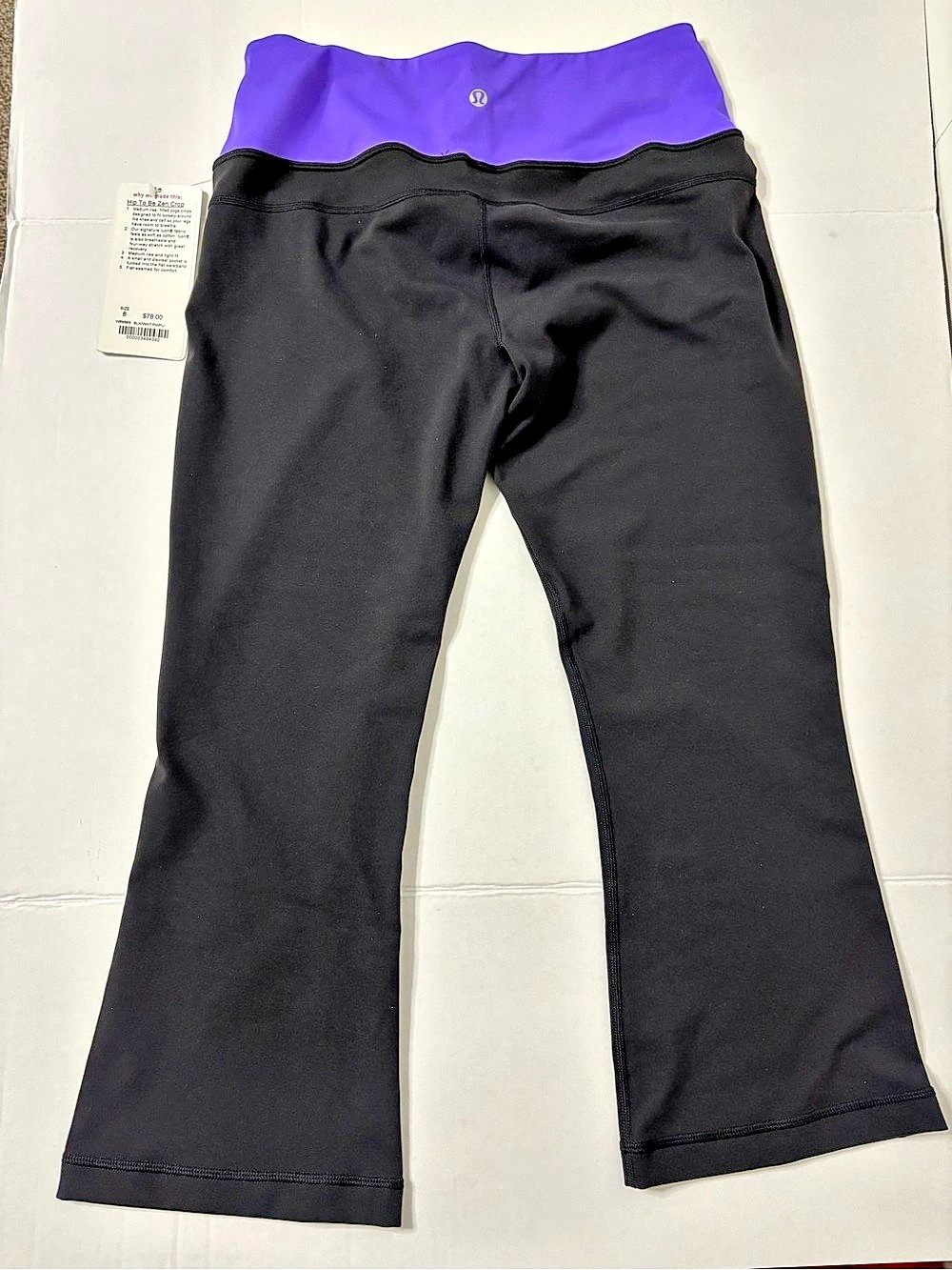 lululemon Hip To Be Zen Crop Color Block Leggings Black & Purple Size 8